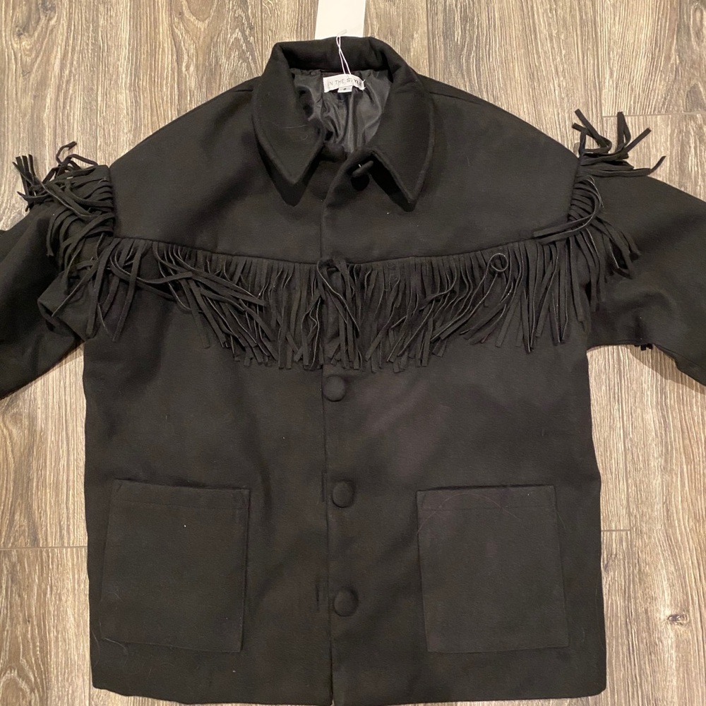 In The Style x Megan Mckenna fringe jacket